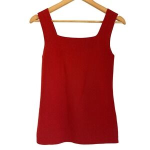 Peruvian Connection Red Pima Cotton Knit Tank Top Square Neck Small Peru